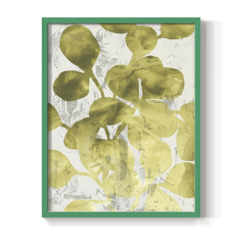Green Leaf Shimmer I, reproduction encadrée - bois massif, H 11 po x l 9 po, Vert