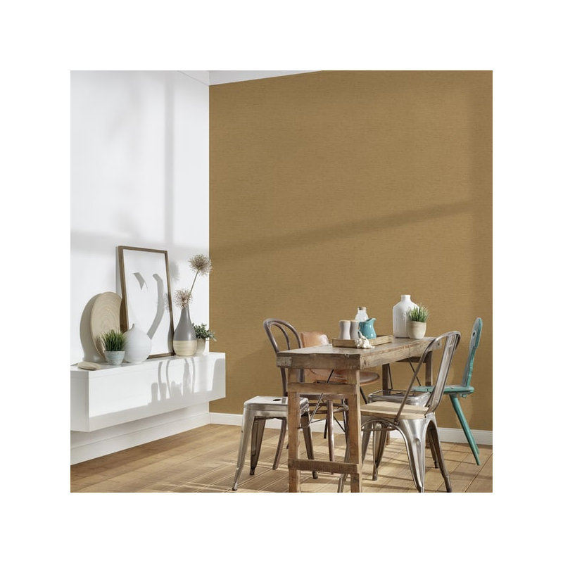 Flourish 10.05m x 53cm Textured Wallpaper Roll, Yellow