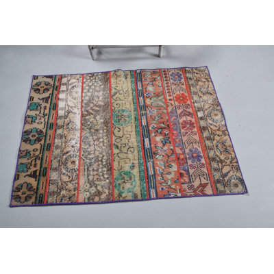 Handmade Turkish Oushak Patchwork Rug in Vibrant Reds for Outdoor and Indoor Decor