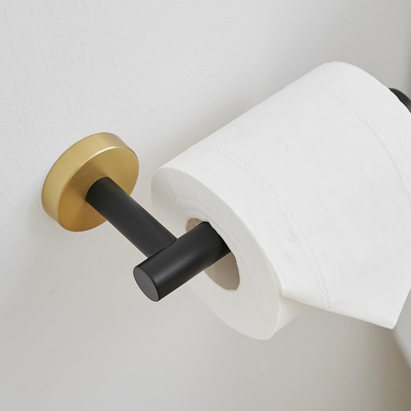 Ensemble de quincaillerie de salle de bain murale en acier inoxydable (5 pièces), Noir et or