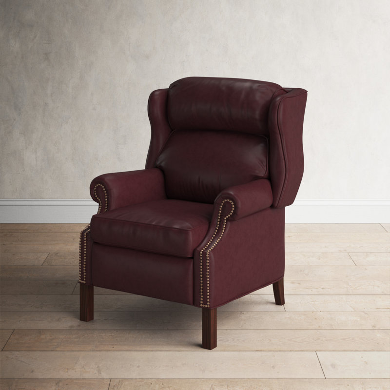 Chippendale Recliner, Central Park Red Genuine Leather