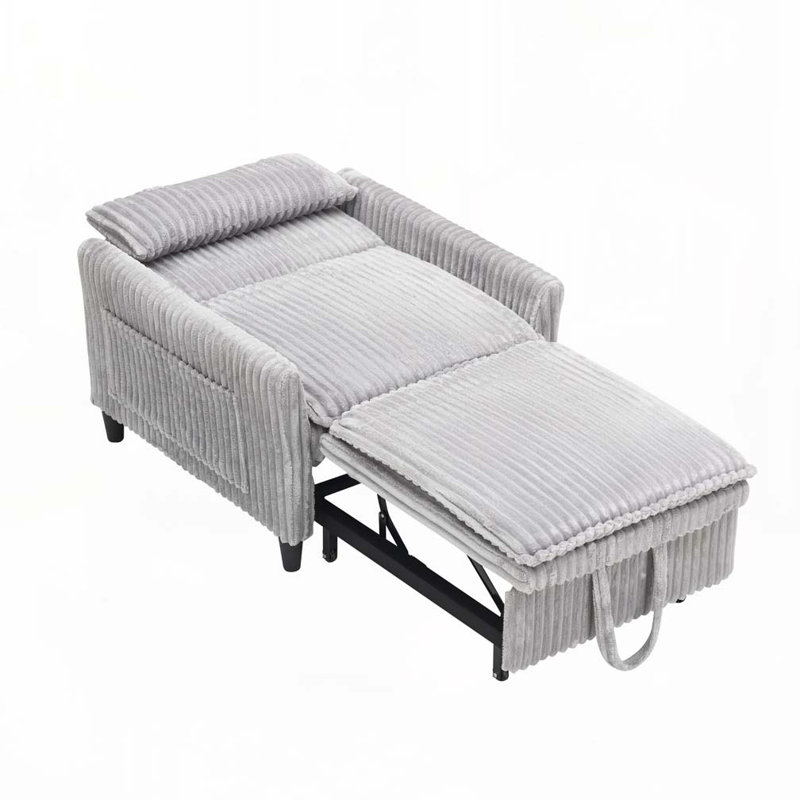 Fauteuil club en velours côtelé avec coussin, Gris