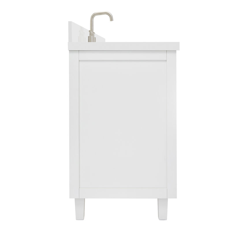 ARIEL Monroe 61 Single Sink Bathroom Vanity with Pure Quartz Top, White, 61"