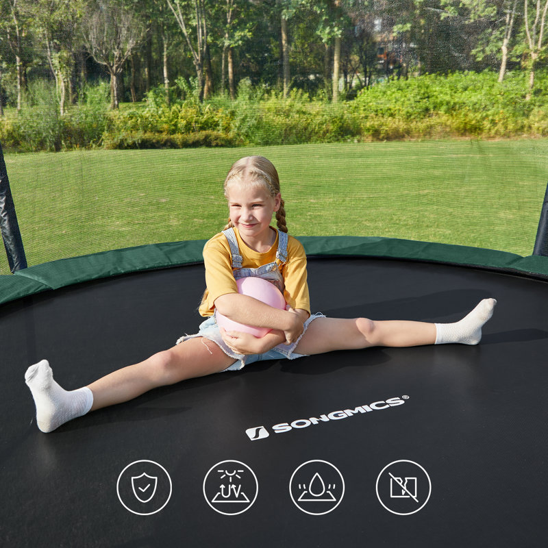 Songmics ft Round Backyard Trampoline with Safety Enclosure, Green