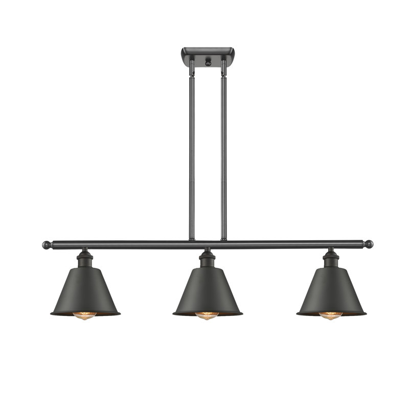 Luminaire suspendu pour îlot de cuisine 3 lumières Dallyn, Noir, Cuivre antique