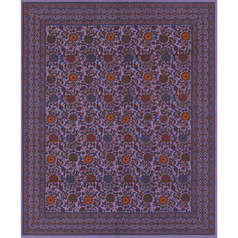 Nappe faite main en coton tournesol, L 70 po x H 104 po, Mauve