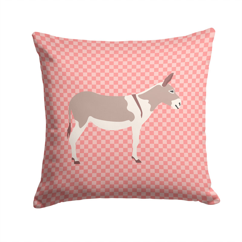 Coussin décoratif extérieur teamster donkey check, Rose, 14 po x 14 po