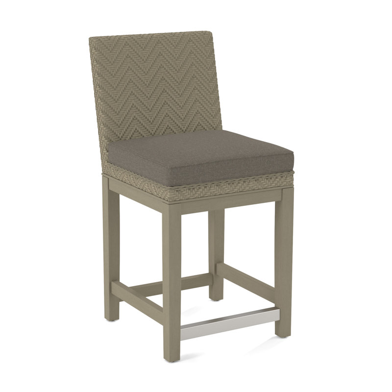 Upholstered Stool, Stone Hearth Finish, Gray Sugar Performance; 0863-84