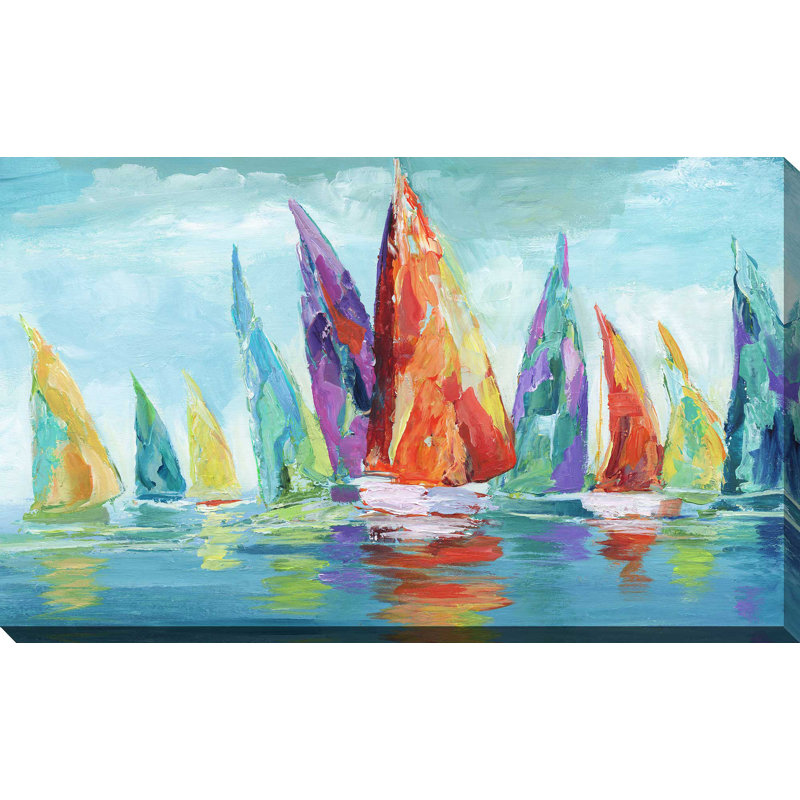 «Fine Day Sailing I», reproduction de peinture acrylique, H 18 po x l 30 po x P 1 po, Toile tendue