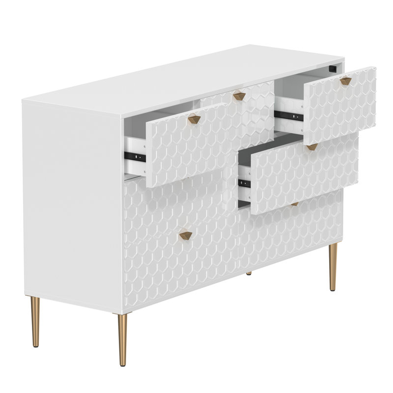 Commode à 7 tiroirs l 47,8 po Lucreta, Blanc