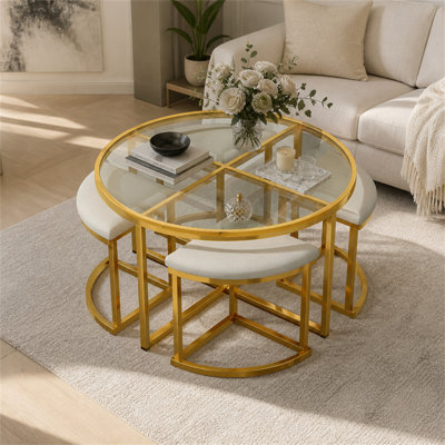 Tempered Glass Top Nesting Coffee Table