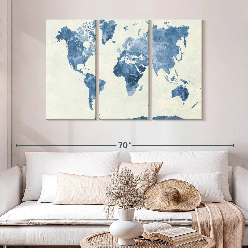 Aliaz Blue Map, 32" H x 50" W