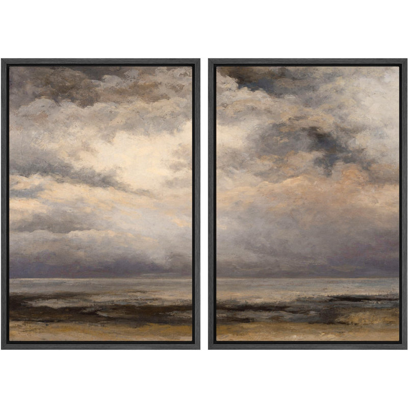 «Dynamic Skyscape Over Tranquil Marsh Atmospheric Landscape Nature Wilderness Illustration Decor», 2 pièces sur toile