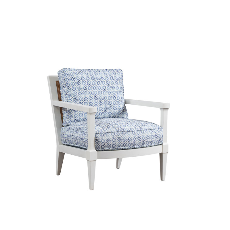 Barclay Butera Upholstery Armchair, Blue Cotton Blend, White