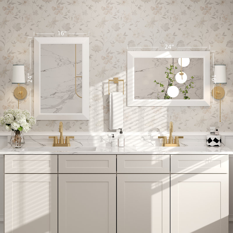 Miroir de meuble-lavabo mural Molly, 24 po x 16 po, Blanc