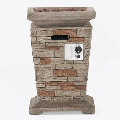 Outdoor 19.50" MGO Fire Column - 40,000 BTU, Natural Stone (Tank Inside)