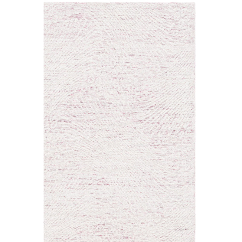 Mayreli Hand Tufted Wool Cotton with Latex Abstract Rug in Ivory/Pink, Square 6'