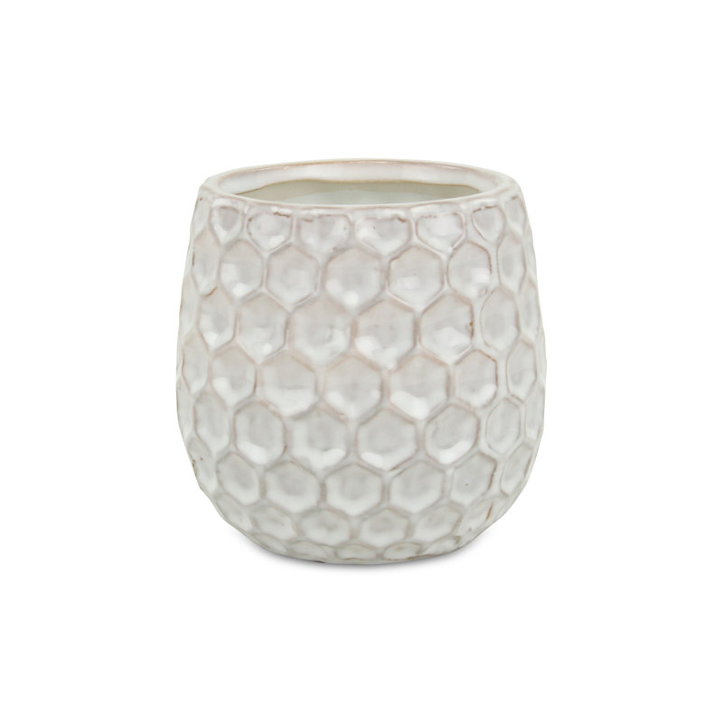 Pot à fleurs en céramique Eddins, Blanc, H 4 po x l 4,25 po x P 4,25 po