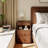 Aevah Soild Wooden Nightstand with Raised-Edge Top, Sliding Shelf, Cable Hole & Skirting Board Space-559546591-559546589