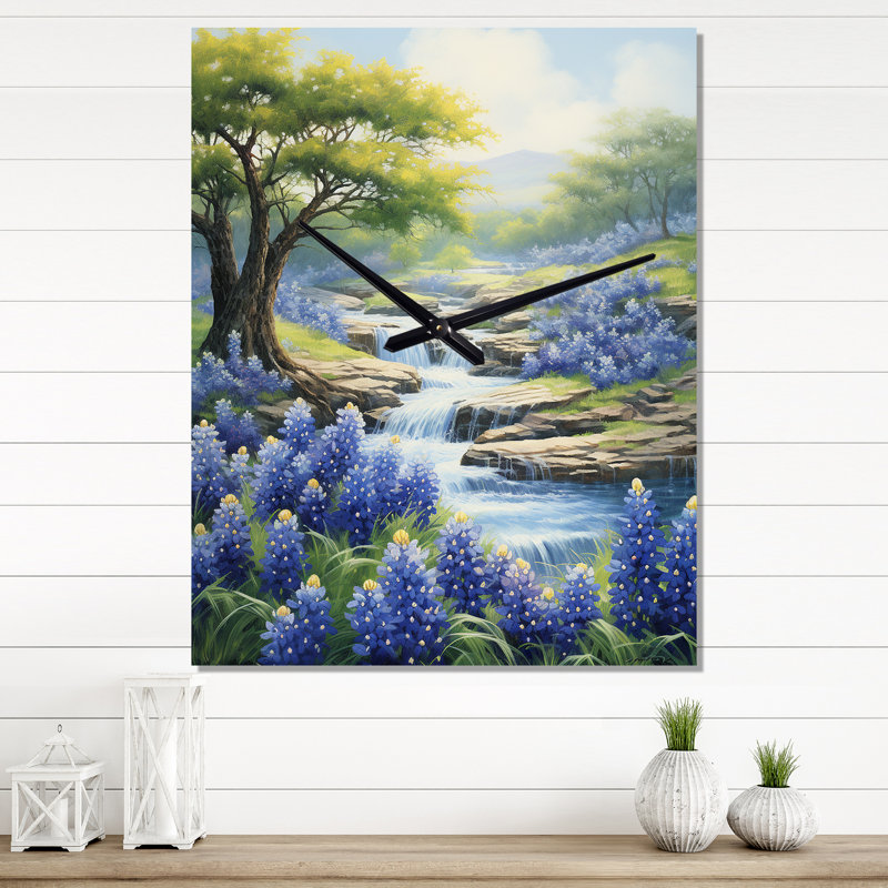 Horloge murale surdimensionnée Blue Bonnets, Grand