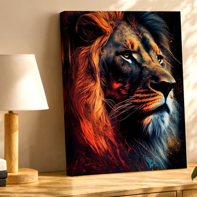 Reproduction d'art abstrait sur toile, Portrait coloré de lion, reproduction d'art sur toile, Portrait abstrait coloré pour salon