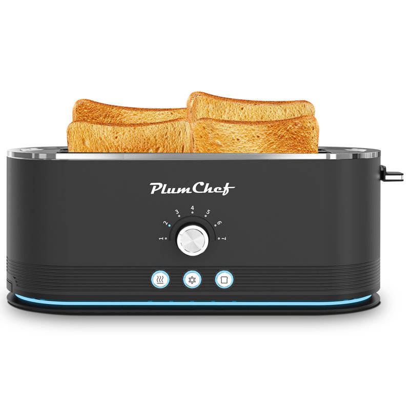 Premium 4-Slice Toaster with 7 Browning Settings, 1400W Stainless Steel Anti-Fingerprint Housing, Sleek Black Finish