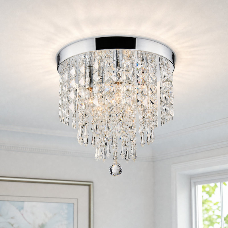 Plafonnier en cristal à 5 lumières Cheyan, Chrome