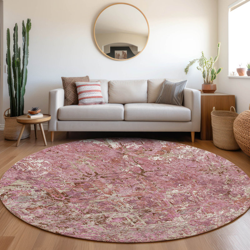  Mahaney Indoor/Outdoor Area Rug with Non-Slip Backing, Round 8'