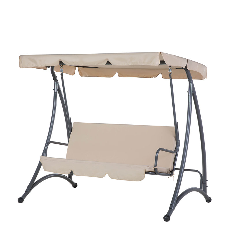 3 Person Porch Swing with Canopy, Beige