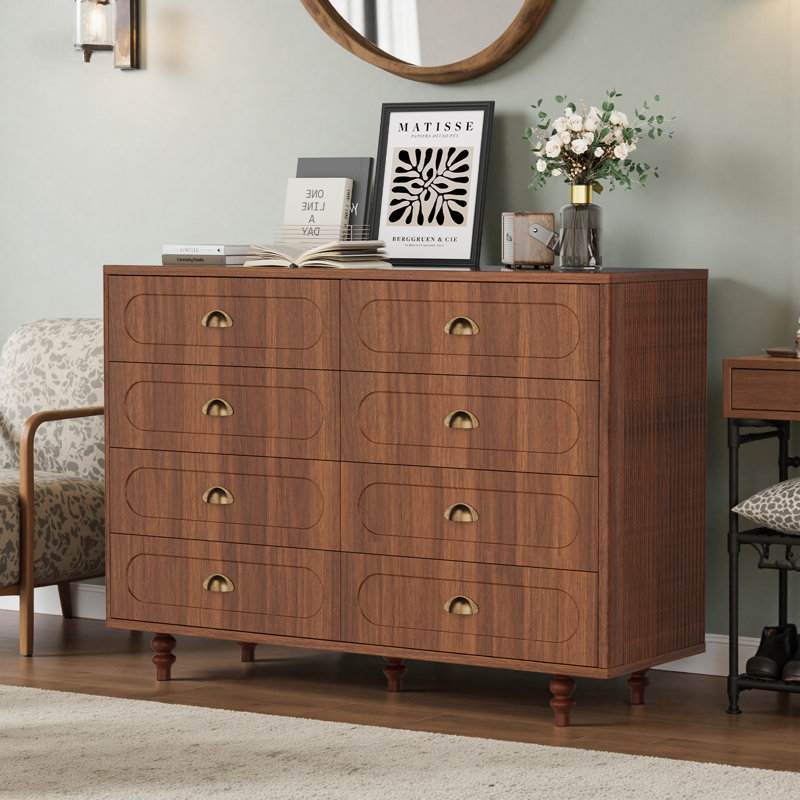 Commode d'appoint vintage en bois avec 8 tiroirs