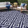 Shimeek Machine Woven Polypropylene Indoor / Outdoor Mat, Waterproof Mat in Navy/Blue/White