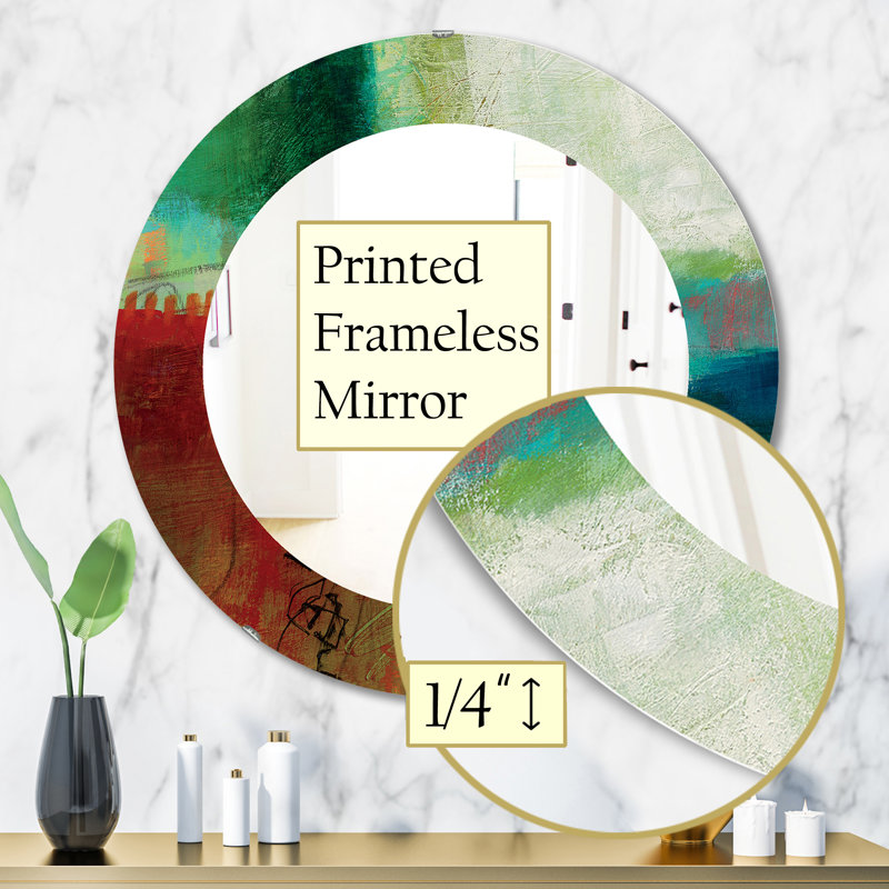Miroir mural abstrait à impression abstraite, H 31,5 po x l po