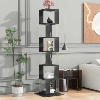 Bibliothèque rotative à 6 niveaux, étagère de rangement simple avec plaque en acrylique pour étudiants