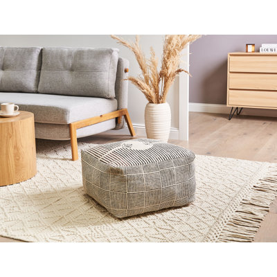 45cm Wide Square Striped Pouffe Ottoman