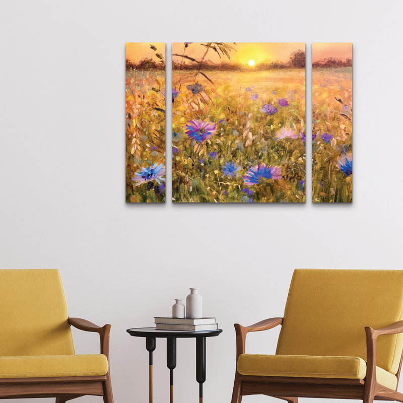 Ensemble de 3 panneaux muraux - Jennifer Taylor Art «Golden Hour», art mural sur toile pour le salon, la chambre à coucher ou le bureau 