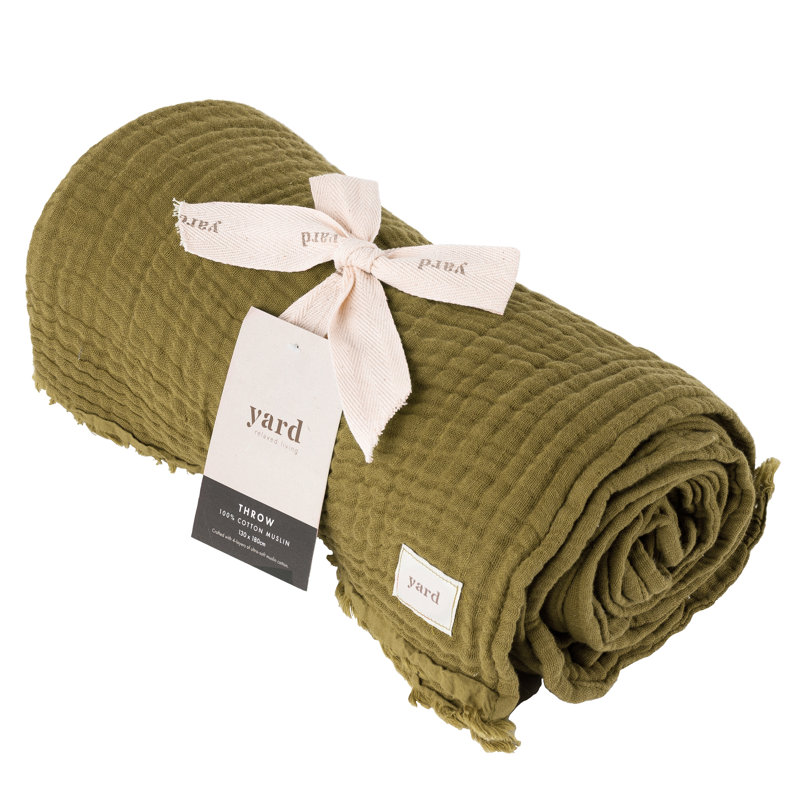 Lark Knitted Throw Blanket, Khaki