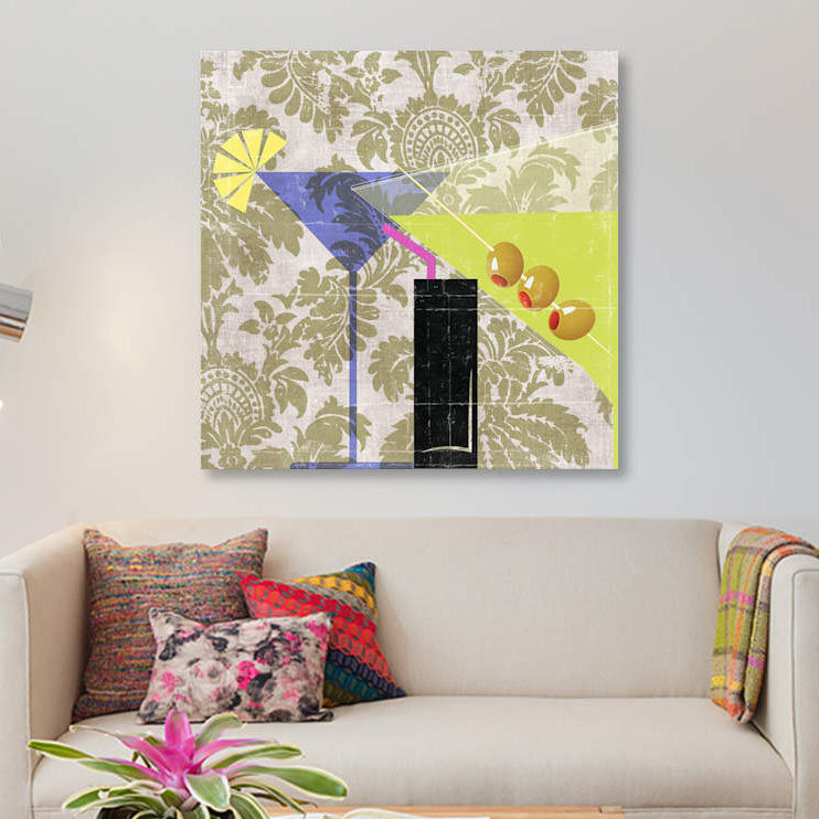 «Cocktail I», impression sur toile, H 26 po x l 26 po x P 1,5 po, Toile tendue, Pas de tapis