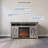 Pizano 47.65'' Credenza Modern 48" Barn Door Wood TV Stand with 18" Electric Fireplace Heater & Media Entertainment Center-687529052