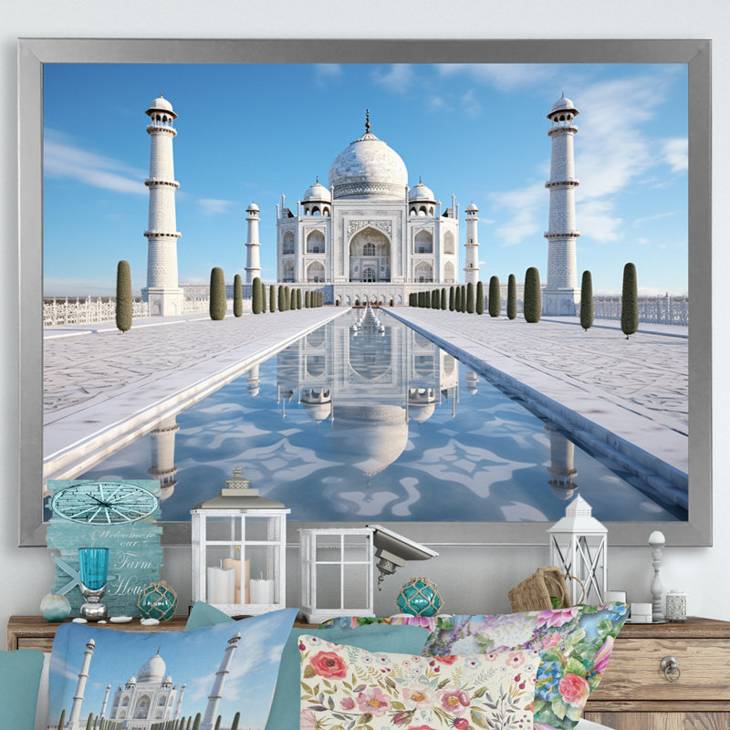 Art de l'Islam Taj Mahal II, Cadre simple argenté, H 24 po x l 32 po x P 1 po