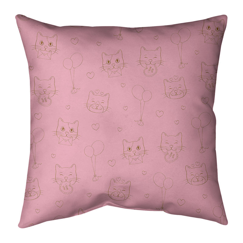 Coussin de chats st day, 20 po x 20 po, Rose / Paillettes dorées