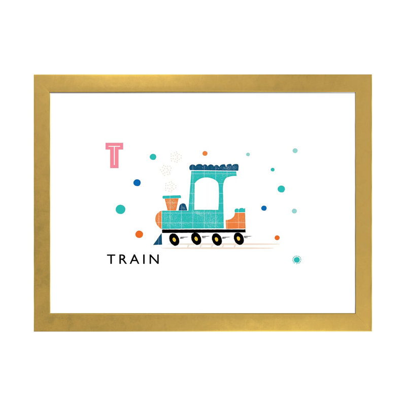 «T Is for Train» - Impression, Papier encadré doré, Blanc, H 24 po x l 32 po x P 1 po