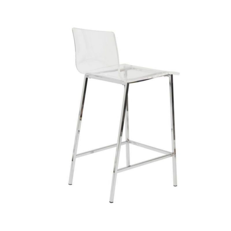 Counter Stool with Metal Frame, Chrome