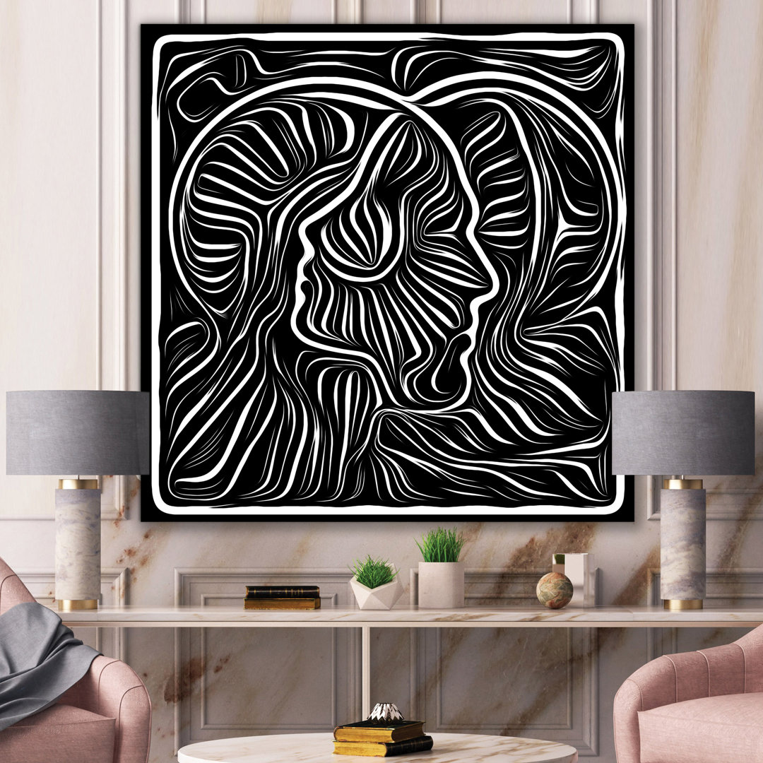 Black and White Awareness Portrait I - Modern Canvas Wall Art Print East Urban Home