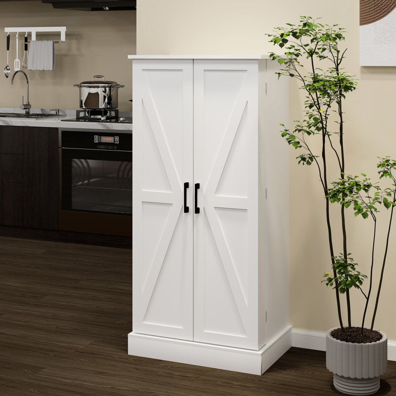 Buffet autoportant à DEL 50 po - Buffet avec 2 portes et tablettes réglables. Blanc pour la cuisine, le salon, la salle à manger. Espace de rangement généreux. Capacité