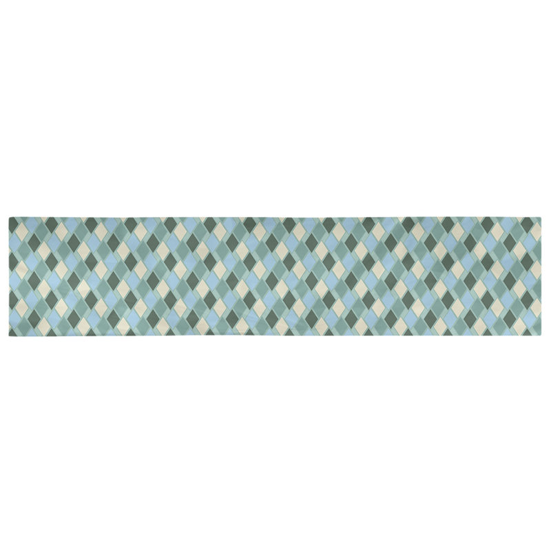 Chemin de table diamants rétro Avicia, 91,5 po x 17,5 po, Vert / Sarcelle, Polyester