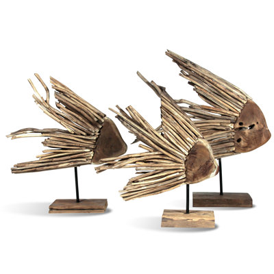 Driftwood Fish On Stand Animals Statue