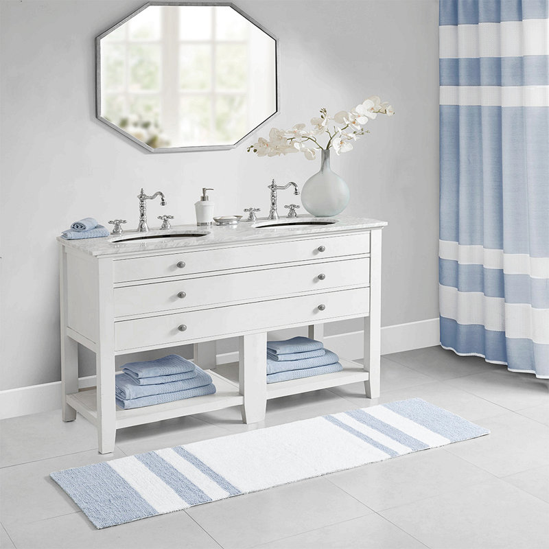 Reversible Bath Rug, Blue, 72" L x 24" W