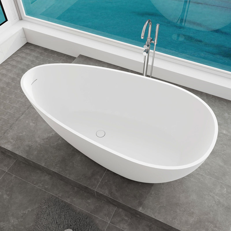 Baignoire de trempage autoportante de 59 po x 30 po, Matte White