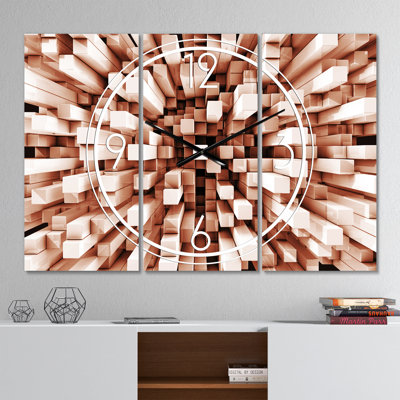 Reflective Checkered Cube - Modern wall clock