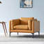 Chaise avec accoudoirs coussinée orange en cuir véritable